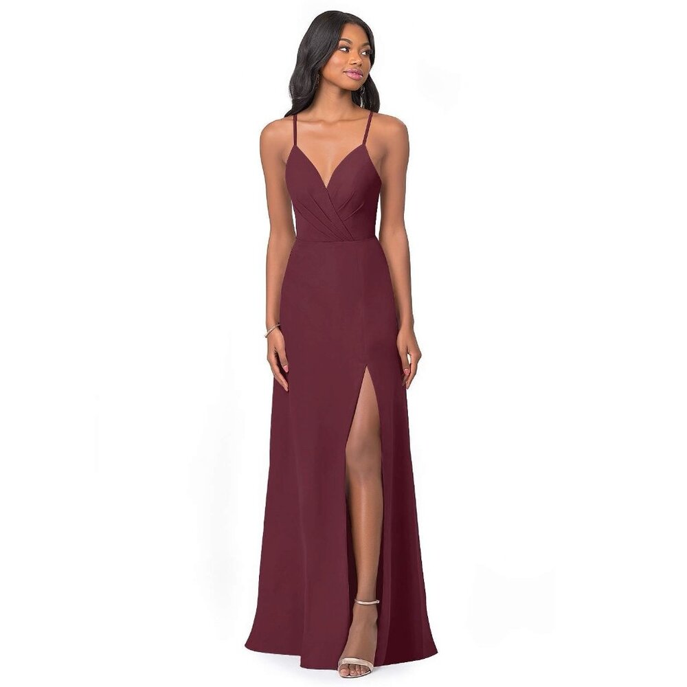 Azazie Everleigh‎ Cabernet A-Line Sweetheart Dress Womens A10 Bridesmaid